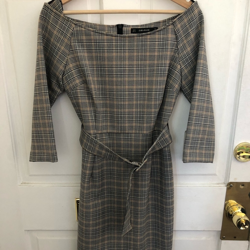 Zara Belted Checkered Dress - Picture 5 of 10